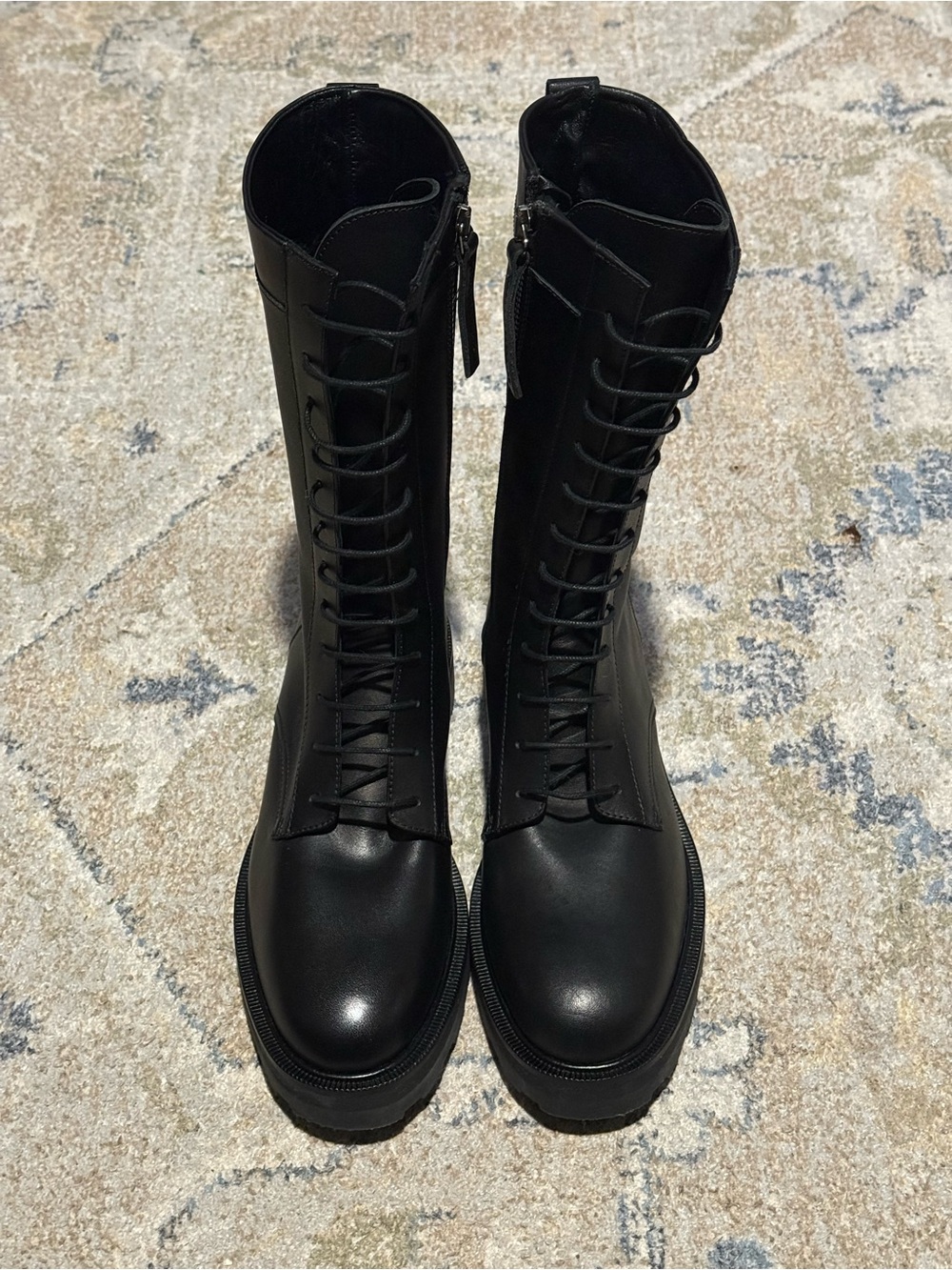 Lita by Ciara (Revolve) Black Lace-Up Combat Boots with Side Zipper